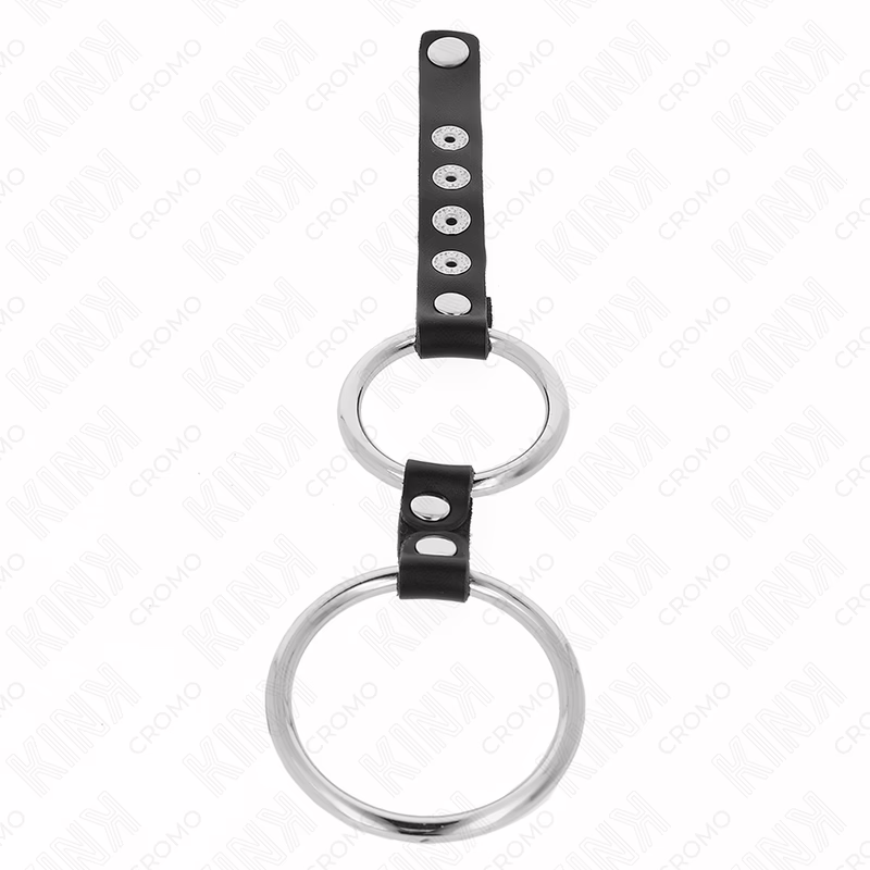 KINK - ANILLO PENE METAL DOBLE 3.8 CM A 5 CM CONECTADOS CON CUERO - Imagen 3