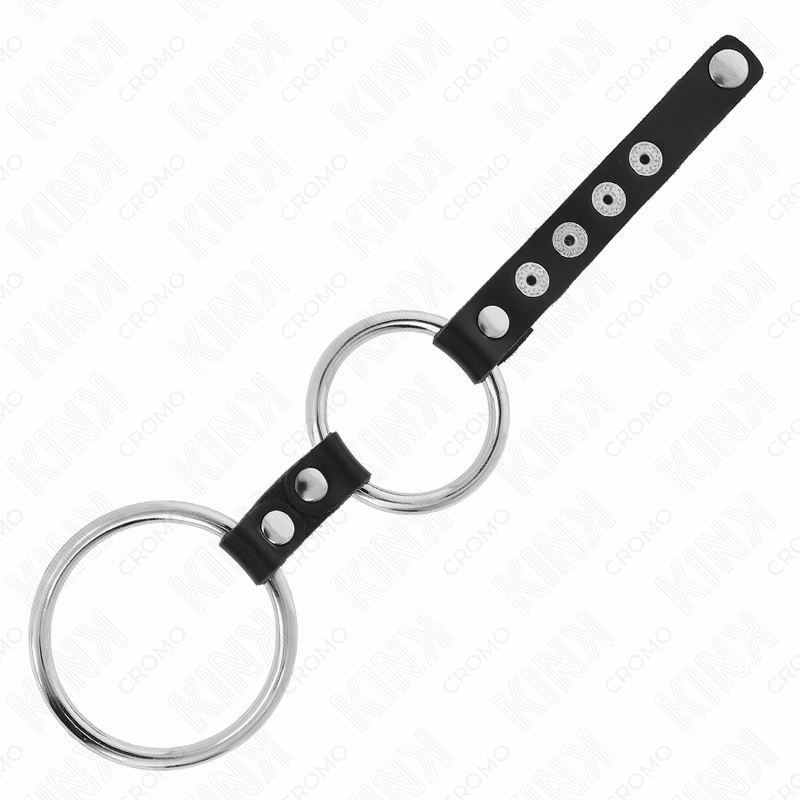 KINK - ANILLO PENE METAL DOBLE 3.8 CM A 5 CM CONECTADOS CON CUERO - Imagen 4