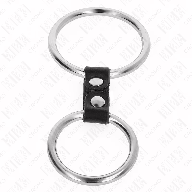 KINK - ANILLO PENE DOBLE METAL 3.7 CM A 5 CM CONECTADOS POR CORREA POLIPIEL MODELO 2 - Imagen 3