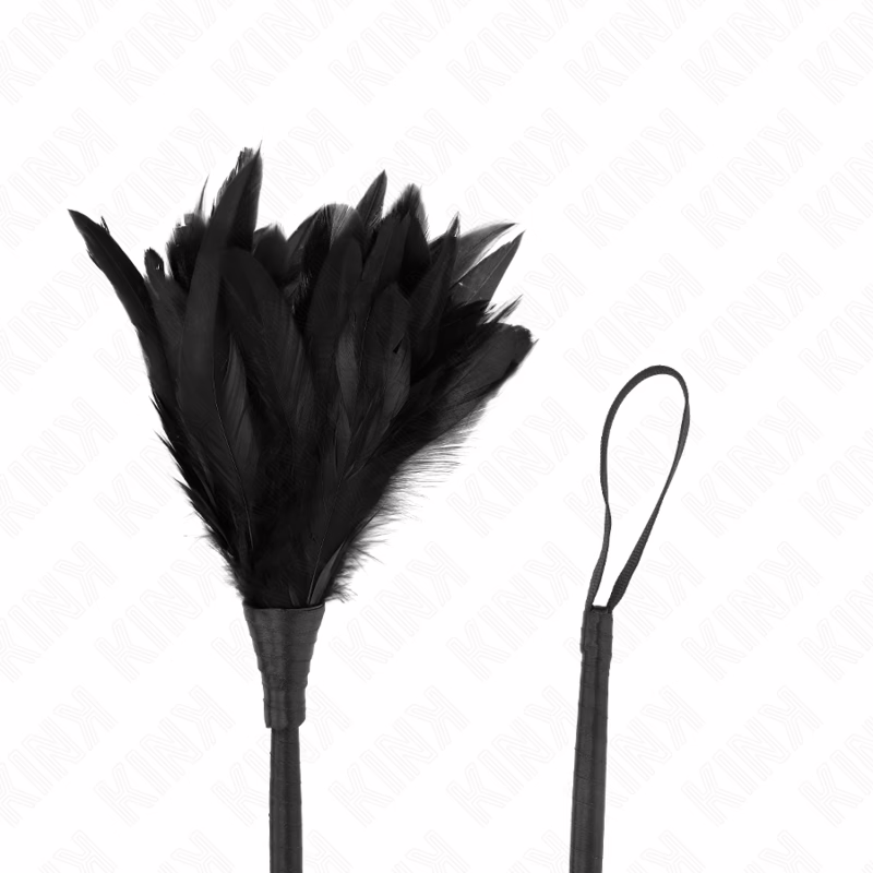 KINK - PLUMAS DE POLLO PARA COSQUILLAS CON FORMA CUERNO DE CRIADA NEGRO 36 CM - Imagen 4
