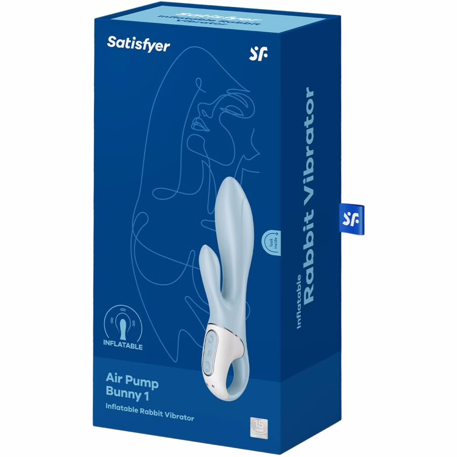 SATISFYER - AIR PUMP BUNNY 1 VIBRADOR INFLABLE RABBIT AZUL - Imagen 6