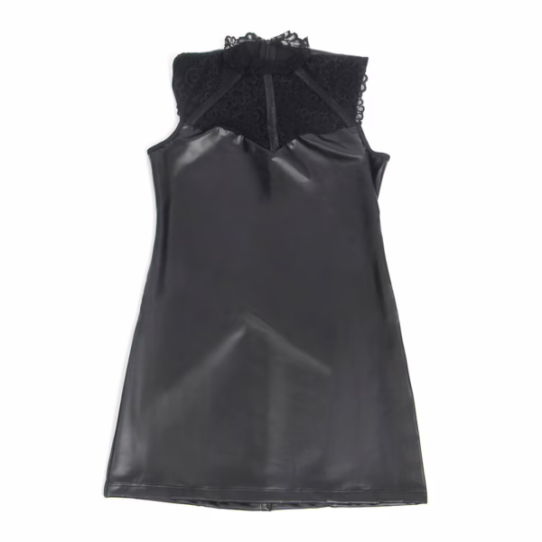 SUBBLIME - 957551 VESTIDO DE CUERO CON CUELLO DE ENCAJE NEGRO L/XL - Imagen 4