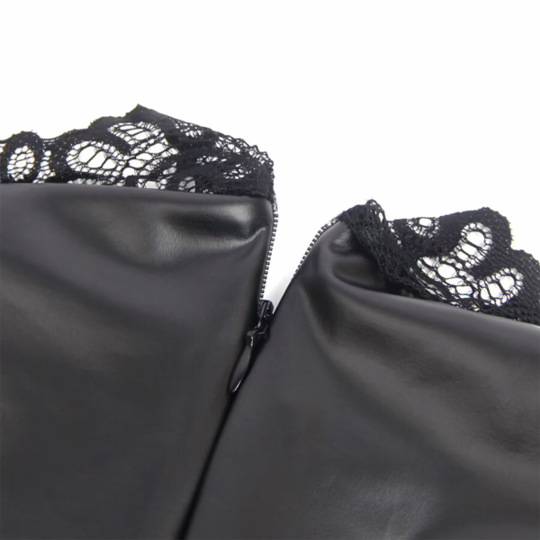 SUBBLIME - 957551 VESTIDO DE CUERO CON CUELLO DE ENCAJE NEGRO L/XL - Imagen 6