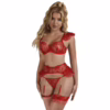 SUBBLIME - 957513 CONJUNTO SUJETADOR Y LIGA DE ENCAJE ROJO L/XL