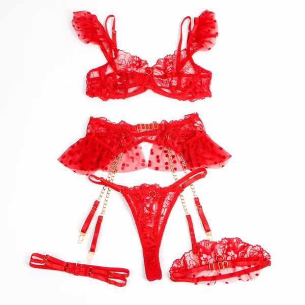 SUBBLIME - 957513 CONJUNTO SUJETADOR Y LIGA DE ENCAJE ROJO L/XL - Imagen 3