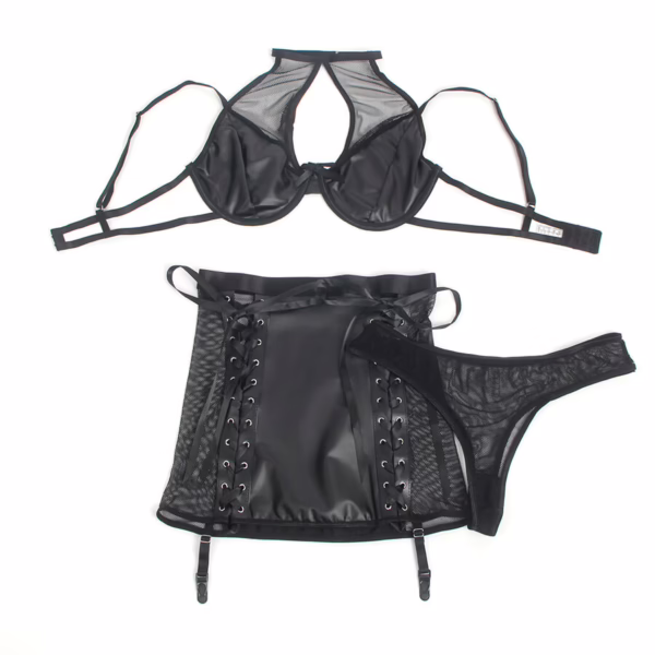 SUBBLIME - 957599 CONJUNTO SUJETADOR Y FALDA DE CUERO NEGRO L/XL - Imagen 4