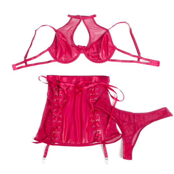 SUBBLIME - 957612 CONJUNTO SUJETADOR Y FALDA DE CUERO ROJO L/XL - Imagen 5