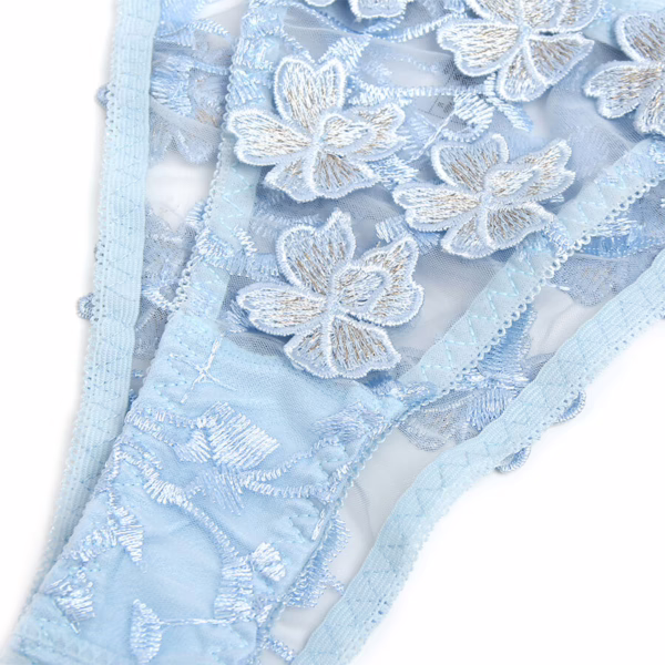 SUBBLIME - 957636 CONJUNTO SUJETADOR Y PANTIES CON BORDADOS DE FLORES CELESTE L/XL - Imagen 7