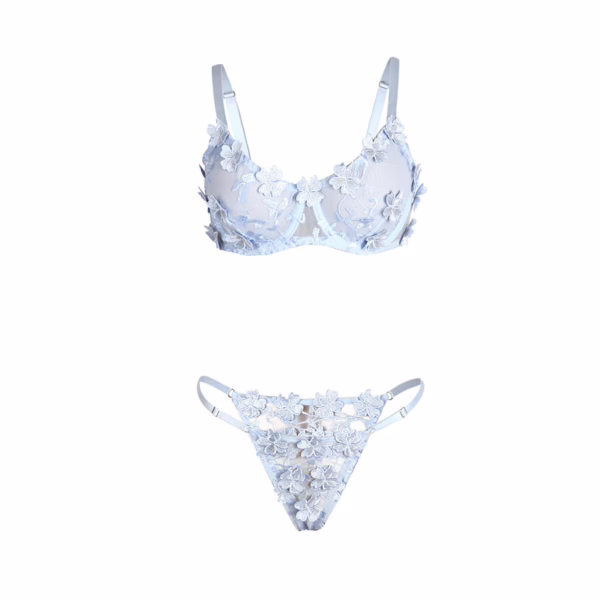 SUBBLIME - 957636 CONJUNTO SUJETADOR Y PANTIES CON BORDADOS DE FLORES CELESTE L/XL - Imagen 5