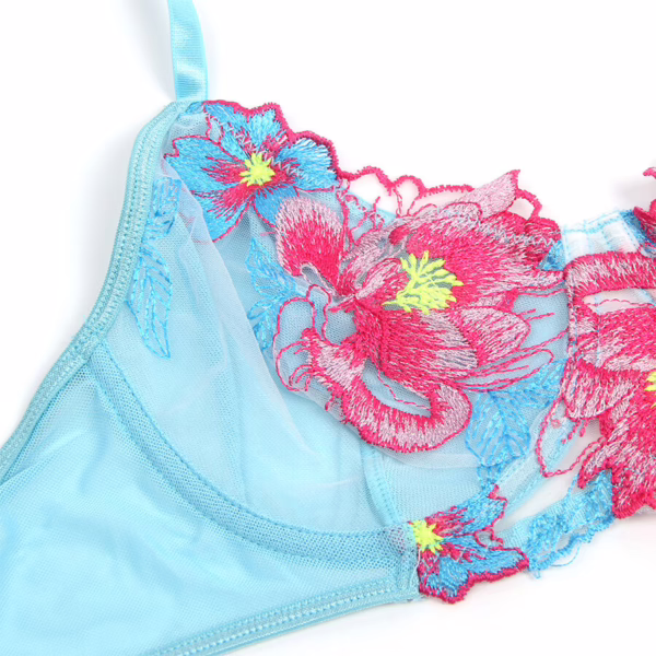 SUBBLIME - 957643 CONJUNTO SUJETADOR Y LIGUERO CON BORDADOS DE FLORES ROSAS S/M - Imagen 6