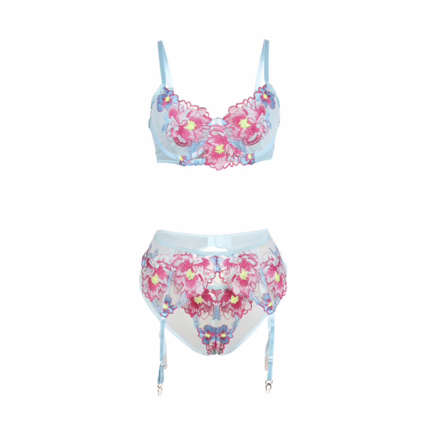 SUBBLIME - 957650 CONJUNTO SUJETADOR Y LIGUERO CON BORDADOS DE FLORES ROSAS L/XL - Imagen 5