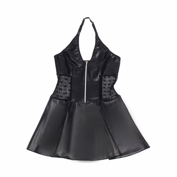 SUBBLIME - 957711 VESTIDO DE CUERO CON CREMALLERA Y ENCAJE NEGRO L/XL - Imagen 5
