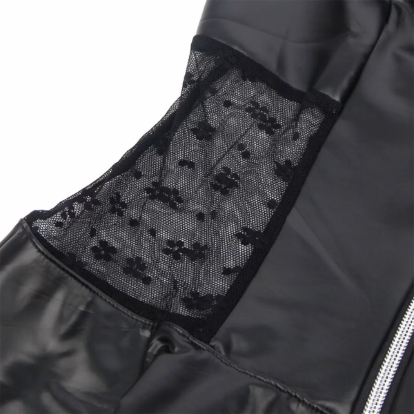 SUBBLIME - 957711 VESTIDO DE CUERO CON CREMALLERA Y ENCAJE NEGRO L/XL - Imagen 6