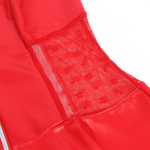 SUBBLIME - 957728 VESTIDO DE CUERO CON CREMALLERA Y ENCAJE ROJO S/M - Imagen 6