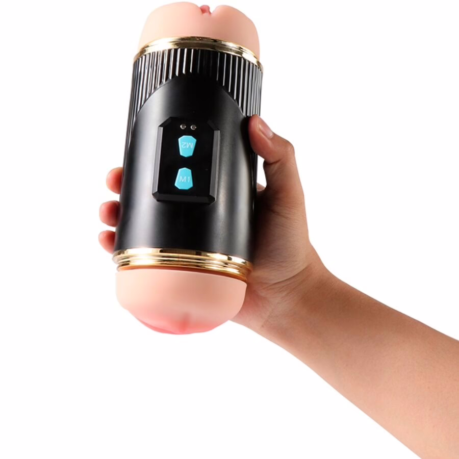 SHEQU - KAY MASTURBADOR DOBLE CON VIBRACIÓN DUAL BOCA Y VAGINA - Imagen 5