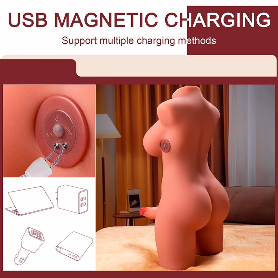 XISE - MIAH LADY BOY TORSO FEMENINO CON DILDO CON VIBRACIÓN Y THRUSTING 55 CM - Imagen 6