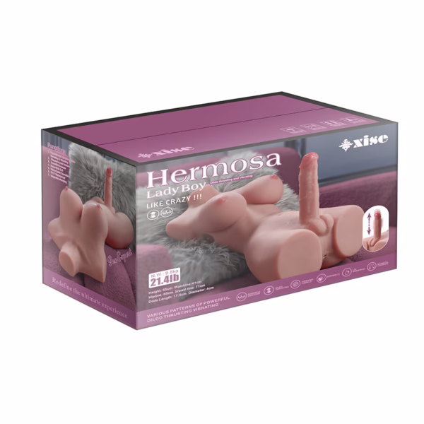 XISE - HERMOSA LADY BOY TORSO FEMENINO CON DILDO CON VIBRACIÓN Y THRUSTING 49 CM - Imagen 12
