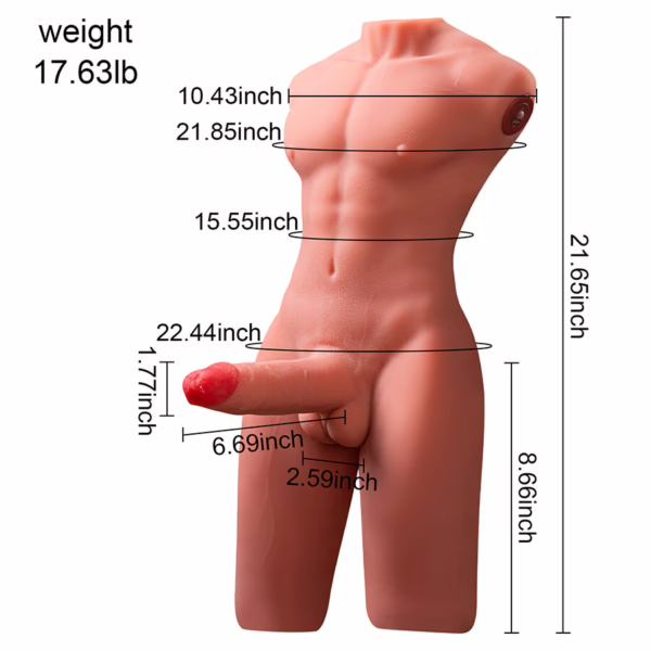 XISE - JASON HALF BODY TORSO REALÍSTICO MASCULINO CON THRUSTING Y VIBRACIÓN 55 CM - Imagen 9
