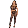 LEG AVENUE - CROP TOP Y LEGGING DE REJILLA CON HOMBROS DESCUBIERTOS NEGRO - Imagen 2