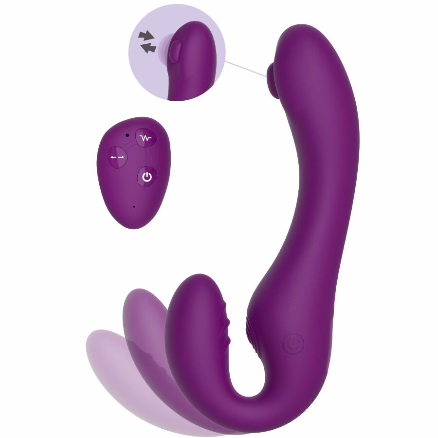XOCOON - STRAPLESS STRAP-ON VIBRADOR 2 EN 1 CON CONTROL REMOTO MORADO - Imagen 8