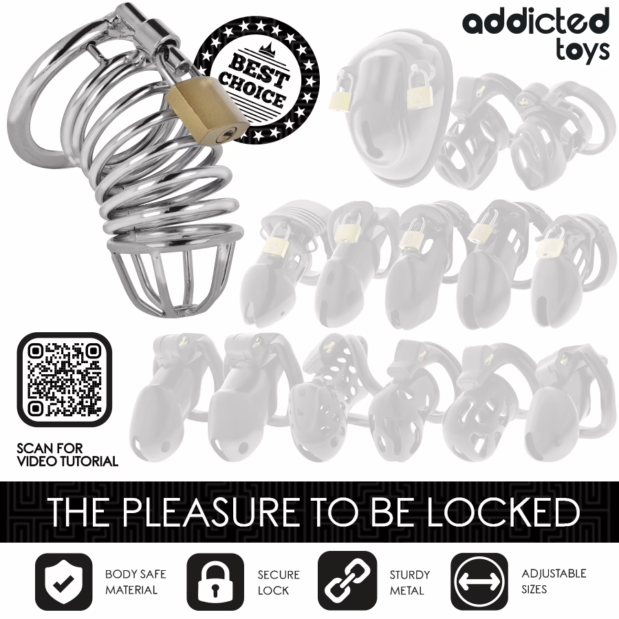 ADDICTED TOYS LOCKED - IRON CELL JAULA PARA PENE DE METAL TALLA M - Imagen 7