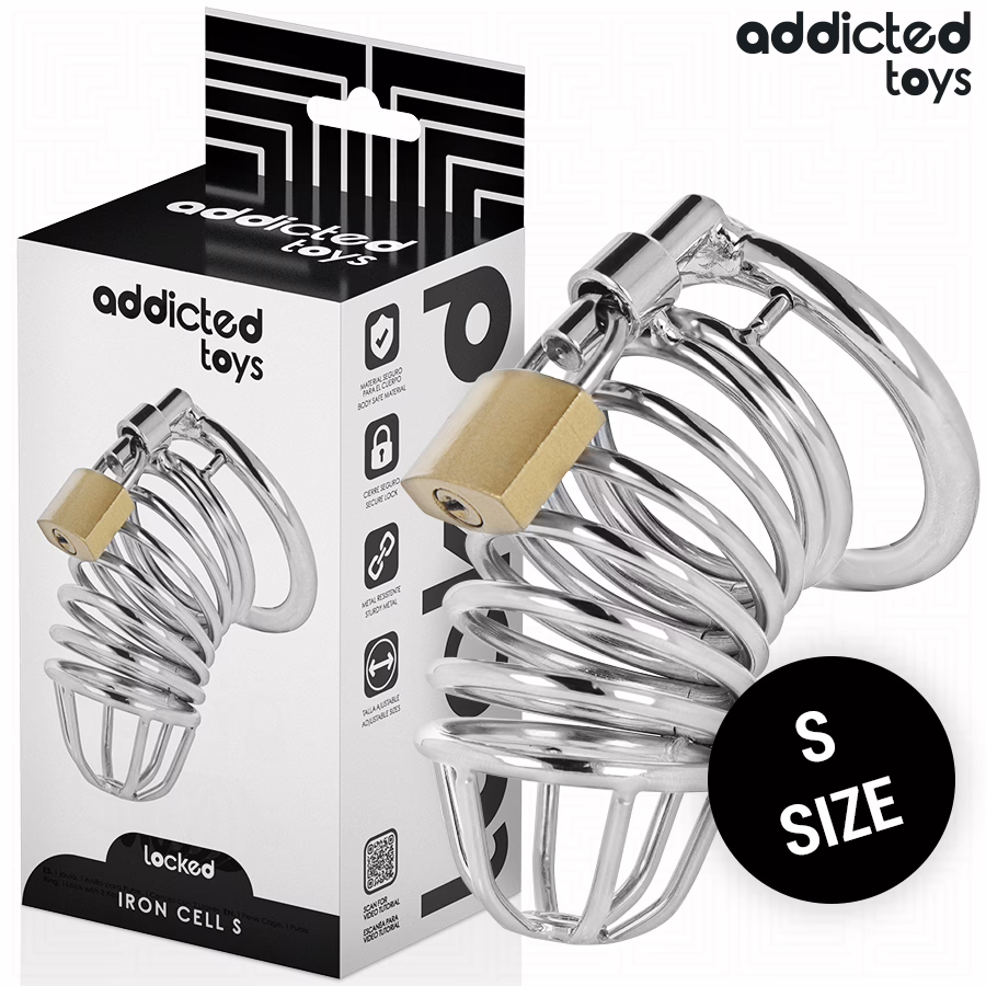 ADDICTED TOYS LOCKED - IRON CELL JAULA PARA PENE DE METAL 4 CM TALLA S
