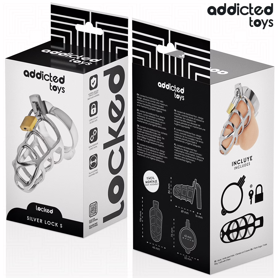 ADDICTED TOYS LOCKED - SILVER LOCK JAULA PARA PENE DE METAL TALLA S - Imagen 6