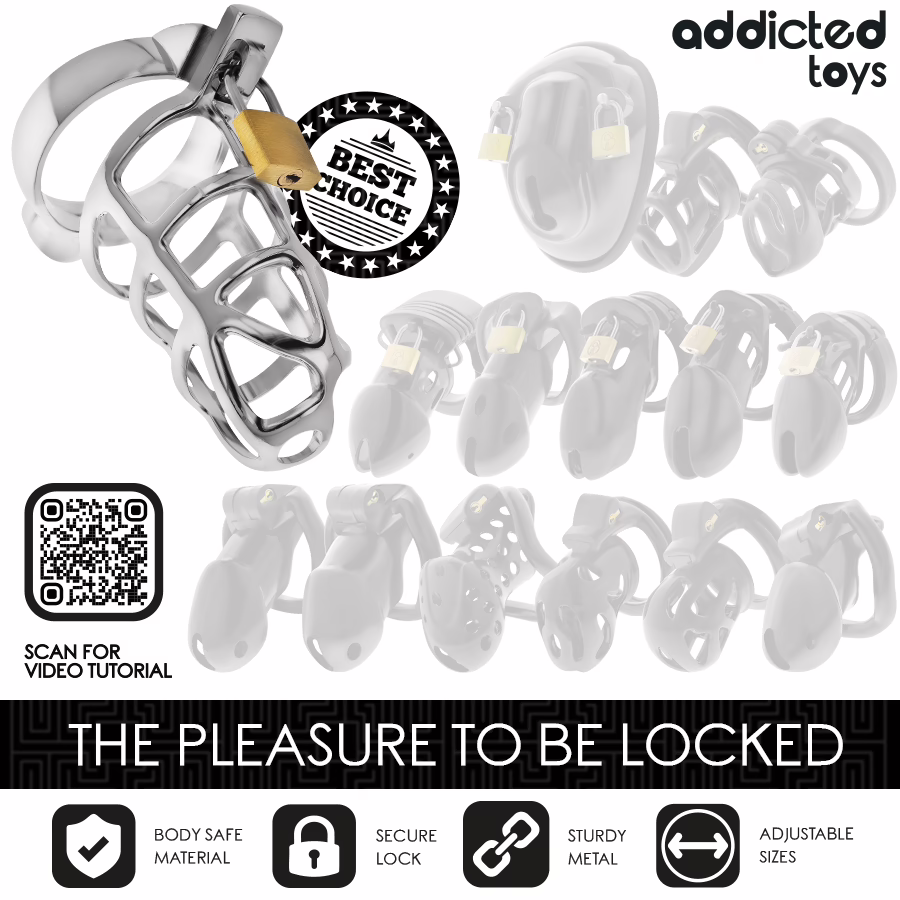 ADDICTED TOYS LOCKED - SILVER LOCK JAULA PARA PENE DE METAL TALLA S - Imagen 7