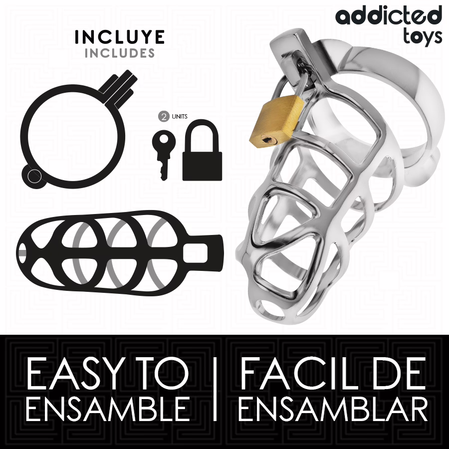 ADDICTED TOYS LOCKED - SILVER LOCK JAULA PARA PENE DE METAL TALLA S - Imagen 4