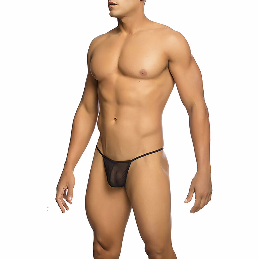 MOB - TANGA TRANSPARENTE CON FORMA DE T NEGRO TALLA S/M - Imagen 2