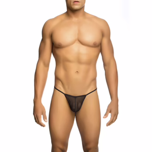 MOB - TANGA TRANSPARENTE CON FORMA DE T NEGRO TALLA L/XL