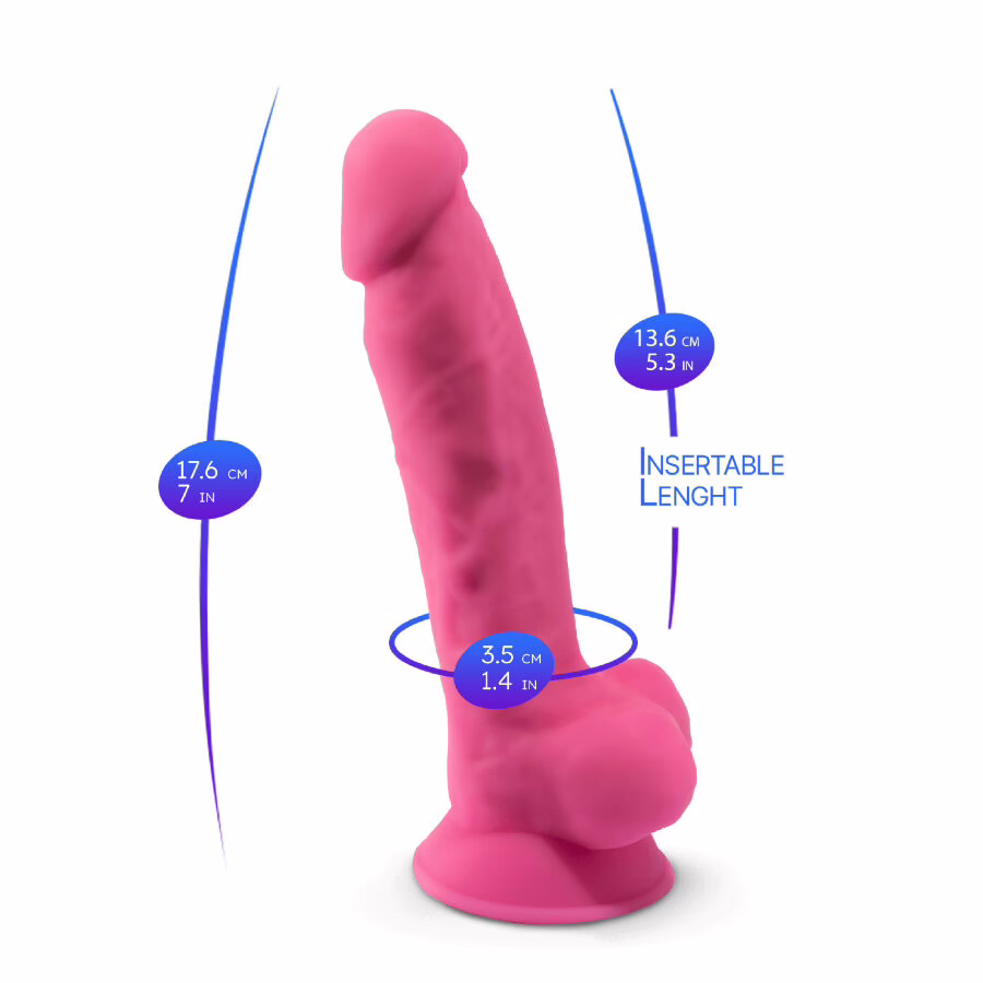 SILEXD - MODELO 1 PENE REALÍSTICO SILICONA PREMIUM SILEXPAN ROSA FLUORESCENTE 17.5 CM - Imagen 5