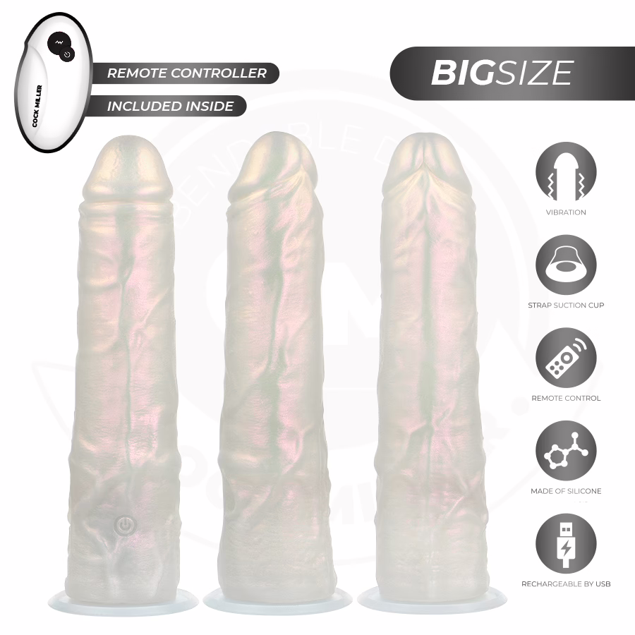 COCK MILLER - DILDO SILICONA 21,5 CM , LUCES Y VIBRACIÓN CON CONTROL REMOTO - Imagen 4