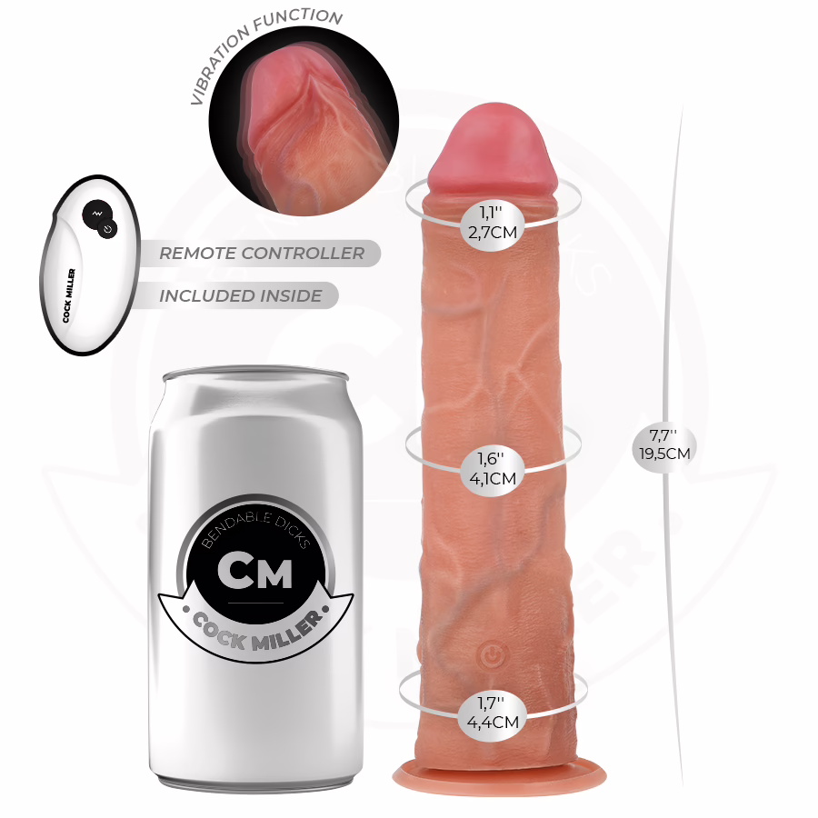 COCK MILLER - DILDO HIPERREALÍSTICO VIBRACIÓN CON CONTROL REMOTO 19,5 CM - Imagen 4