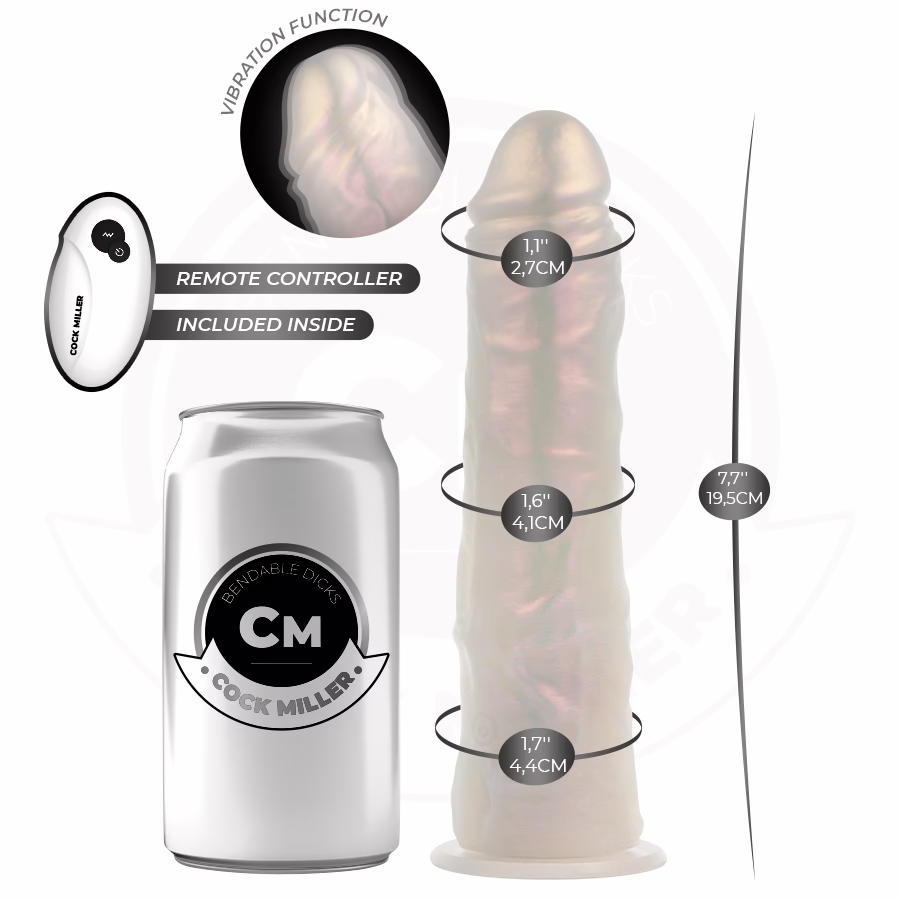 COCK MILLER - DILDO SILICONA 19,5 CM , LUCES Y VIBRACIÓN CON CONTROL REMOTO - Imagen 3