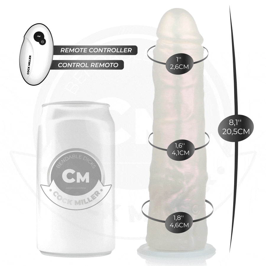 COCK MILLER - DILDO SILICONA 20,5 CM , LUCES Y VIBRACIÓN CON CONTROL REMOTO - Imagen 2