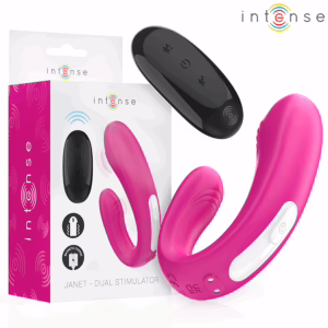 INTENSE - JANET ESTIMULADOR Y VIBRADOR DUAL EN FORMA DE U CON CONTROL REMOTO ROSA