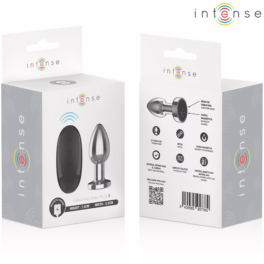 INTENSE - PLUG ANAL 10 VIBRACIONES METAL CON CONTROL REMOTO S - Imagen 8
