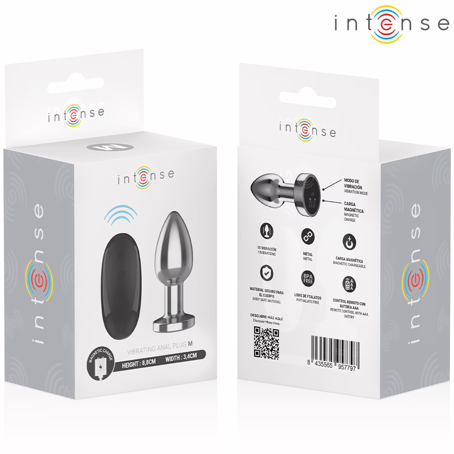 INTENSE - PLUG ANAL 10 VIBRACIONES METAL CON CONTROL REMOTO M - Imagen 8