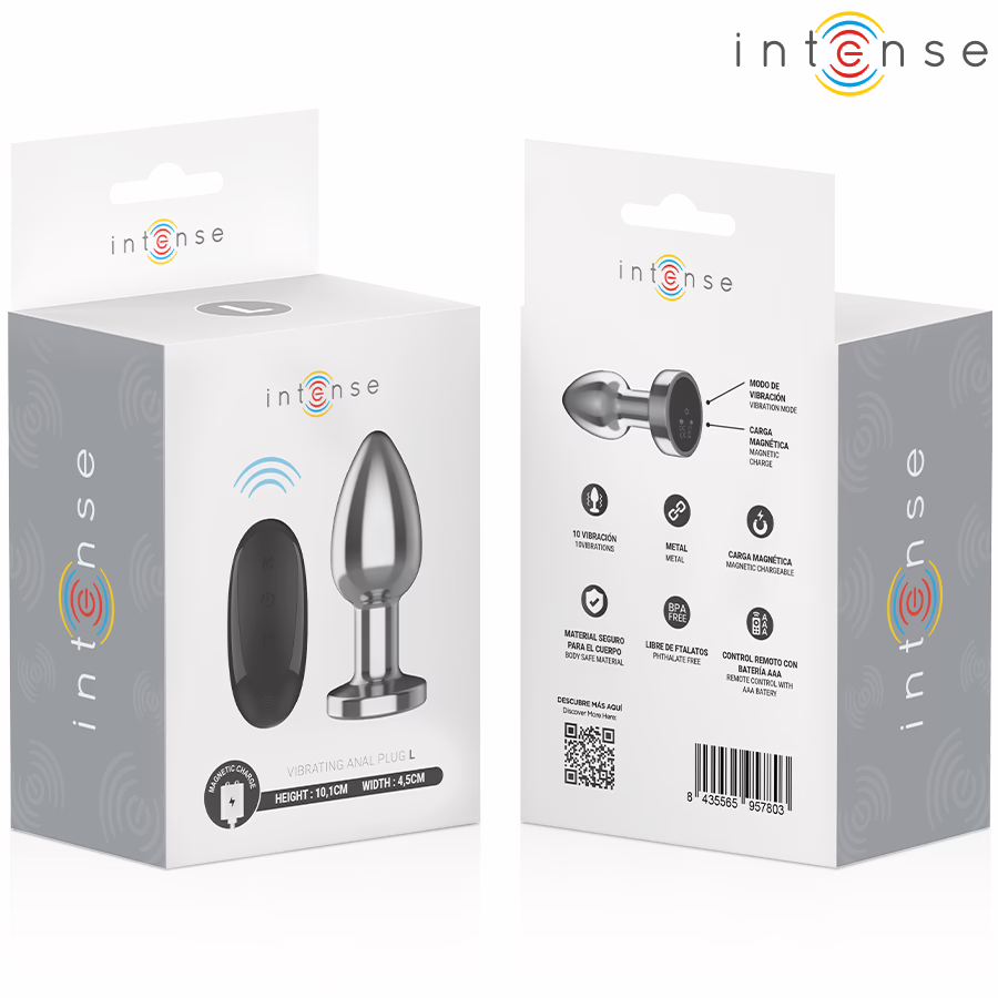 INTENSE - PLUG ANAL 10 VIBRACIONES METAL CON CONTROL REMOTO L - Imagen 8