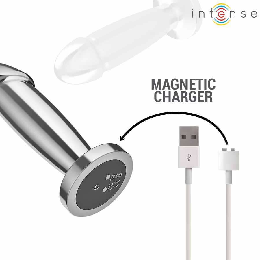 INTENSE - PLUG ANAL 10 VIBRACIONES METAL EN FORMA DE DILDO CON CONTROL REMOTO S - Imagen 7