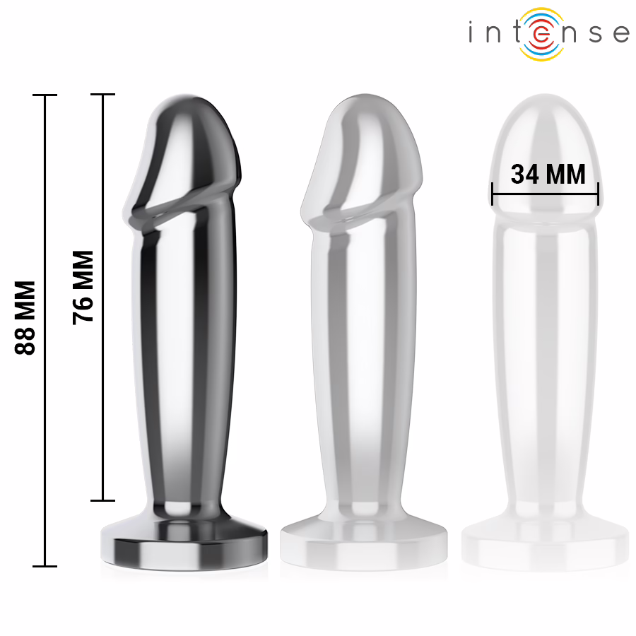 INTENSE - PLUG ANAL 10 VIBRACIONES METAL EN FORMA DE DILDO CON CONTROL REMOTO S - Imagen 5