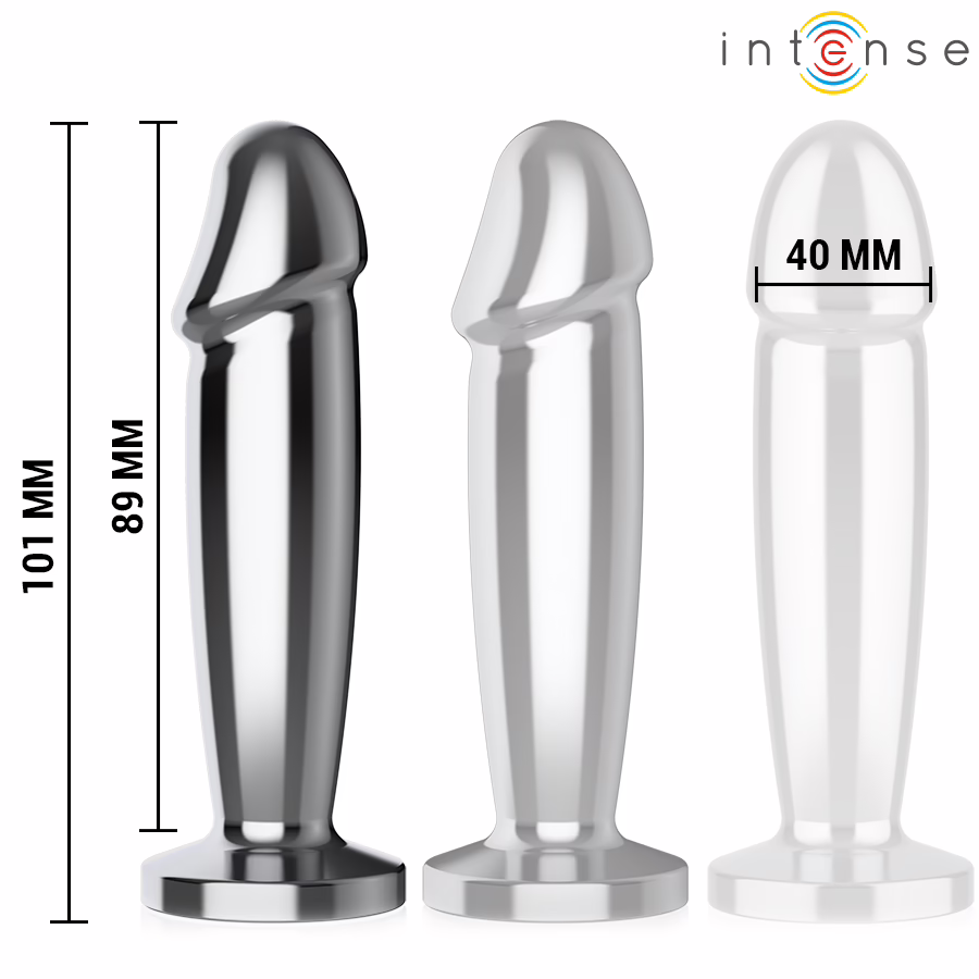 INTENSE - PLUG ANAL 10 VIBRACIONES METAL EN FORMA DE DILDO CON CONTROL REMOTO M - Imagen 5