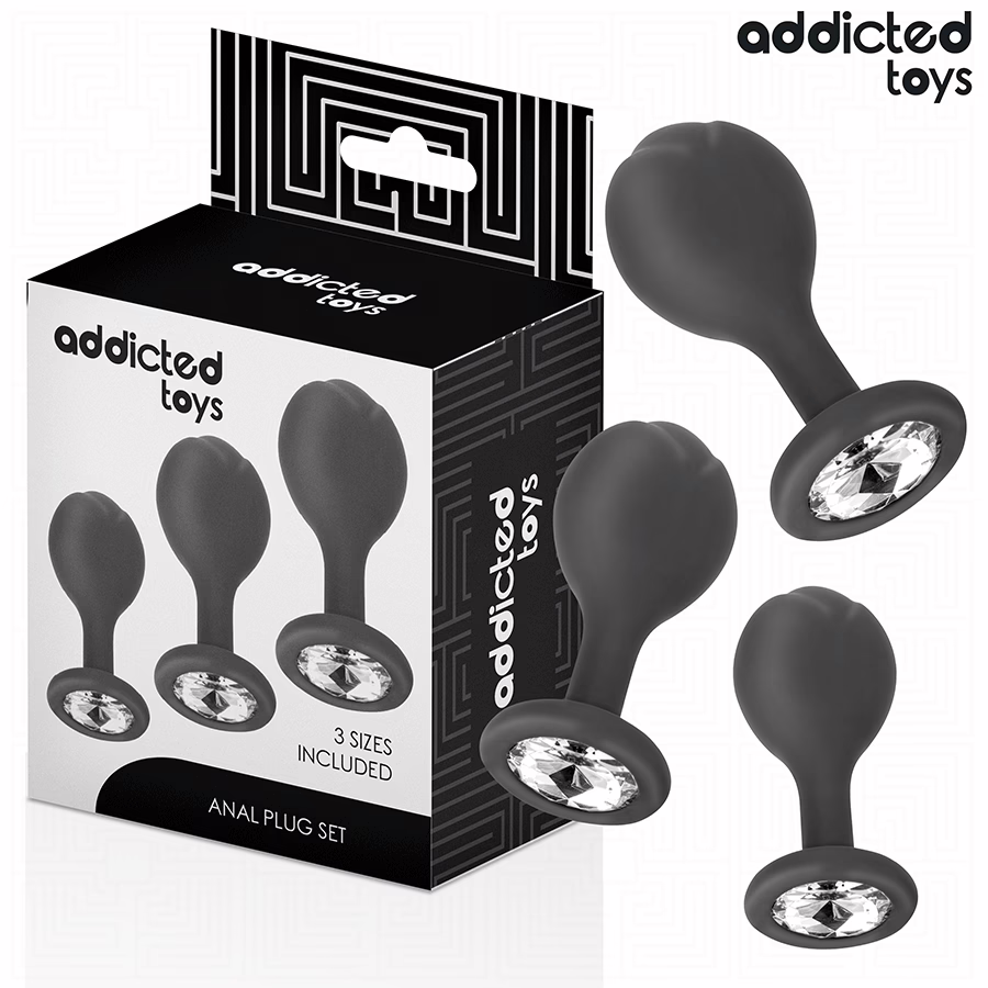 ADDICTED TOYS - SET DE 3 PLUG SILICONA ANAL CON JOYA