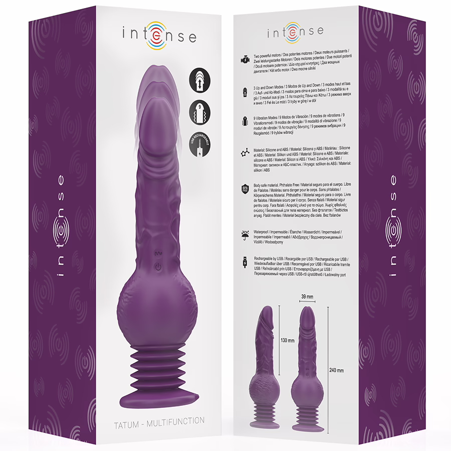 INTENSE - TATUM VIBRADOR MULTIFUNCIÓN CON VIBRACIÓN UP AND DOWN 24 CM MORADO - Imagen 8