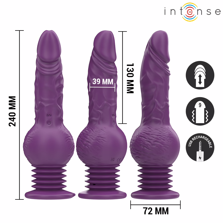 INTENSE - TATUM VIBRADOR MULTIFUNCIÓN CON VIBRACIÓN UP AND DOWN 24 CM MORADO - Imagen 3