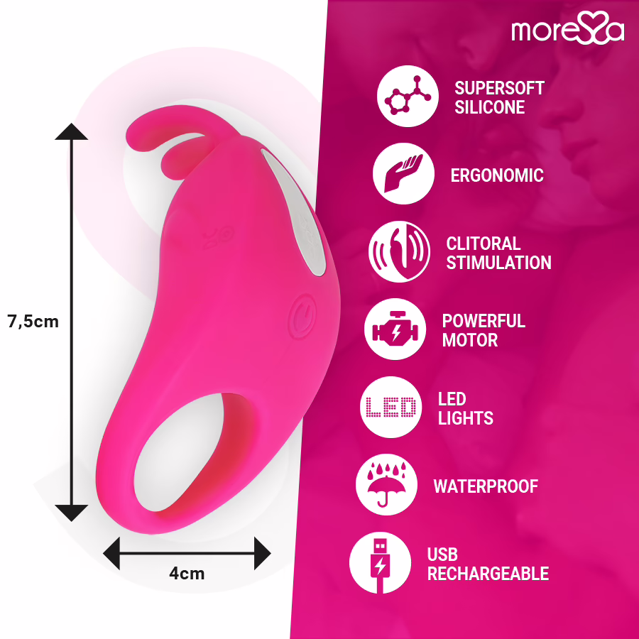MORESSA - BRAD PREMIUM SILICONE RECARGABLE ROSA - Imagen 4