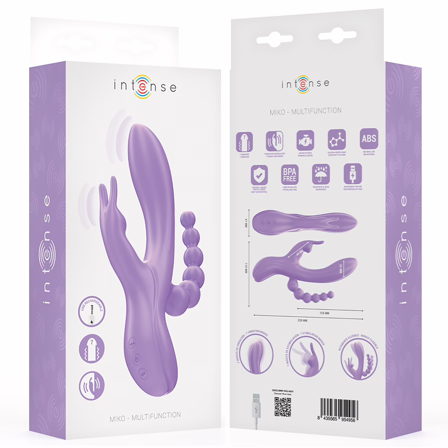 INTENSE - MIKO TRIPLE VIBRADOR RABBIT & ESTIMULADOR & ANAL 7 VIBRACIONES MORADO - Imagen 8