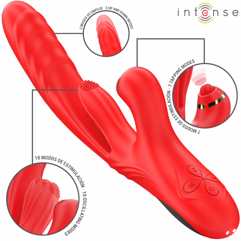 INTENSE - ROSALIA VIBRADOR MULTIFUNCIÓN 3 EN 1 ROJO - Imagen 2