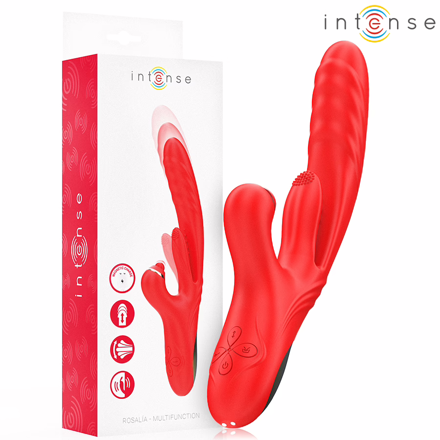 INTENSE - ROSALIA VIBRADOR MULTIFUNCIÓN 3 EN 1 ROJO
